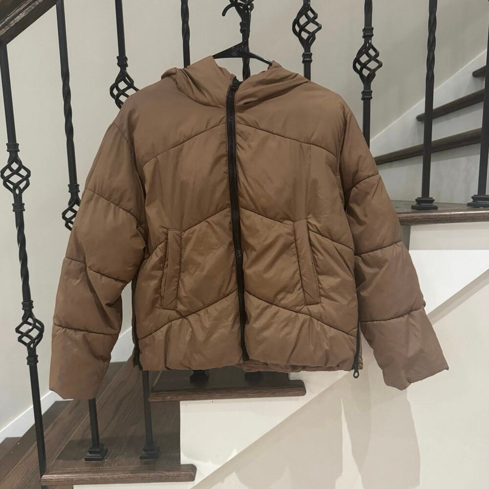 Zara Girls 13-14 Brown Hooded Puffer Jacket Women’s XS